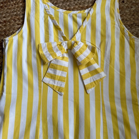 Crown & Ivy Size 10 Yellow & White Striped Sleeveless Cotton Dress w/ bow detail - Picture 6 of 6